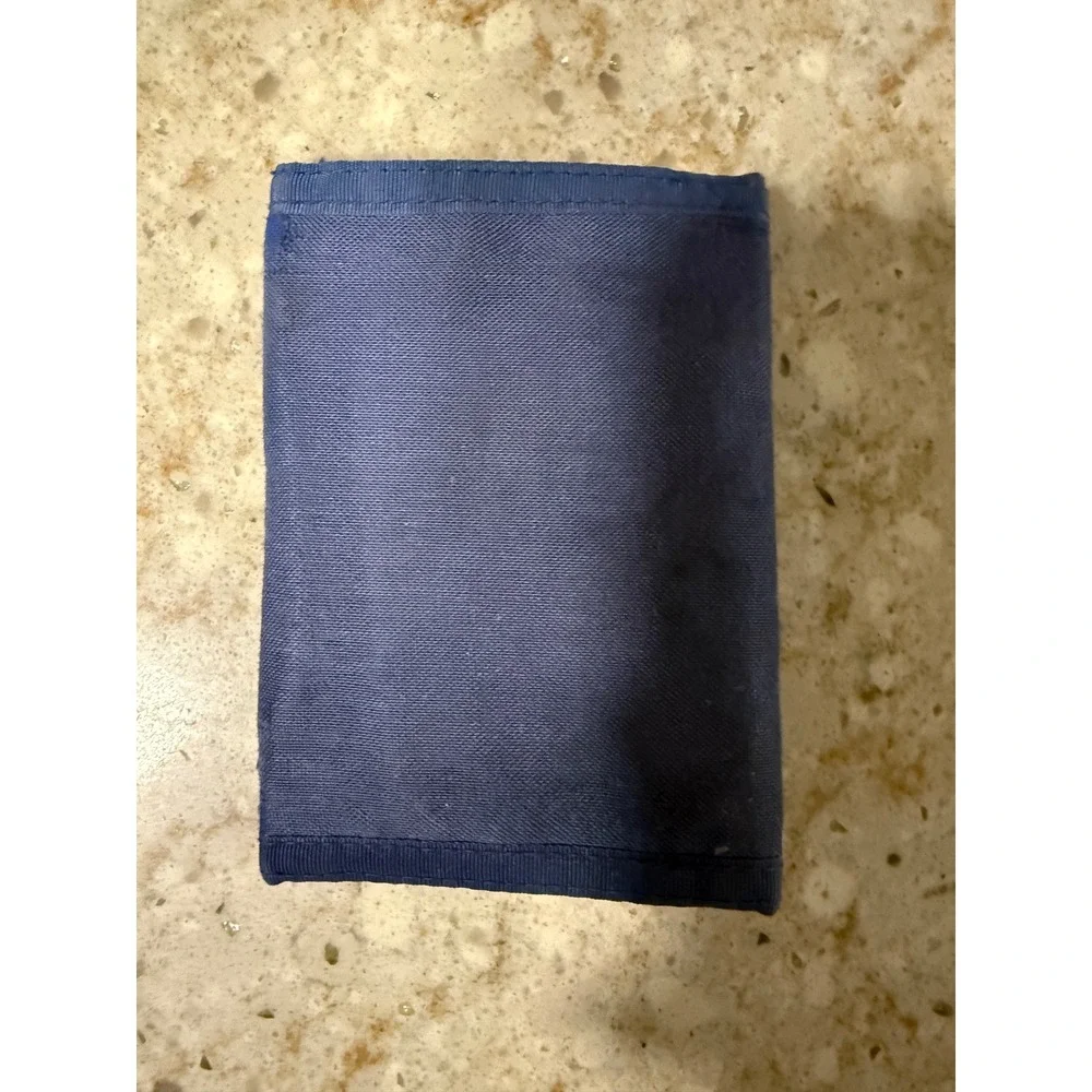 Vintage Merit Nautical Signal Flag Trifold Canvas Wallet Navy Blue Hook & Loop
